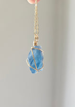 Load image into Gallery viewer, Blue Fluorite Wrapped Necklace - Gold 20"