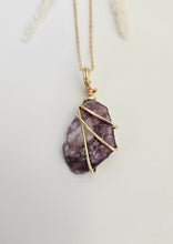 Load image into Gallery viewer, Lepidolite Wrapped Necklace - Gold 20"