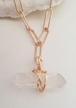 Load image into Gallery viewer, Clear Quartz Wrapped Paperclip Necklace