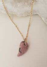 Load image into Gallery viewer, Rhodonite Carved Feather Necklace
