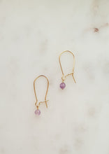 Load image into Gallery viewer, Gold Fill Crown Chakra Earrings - Amethyst