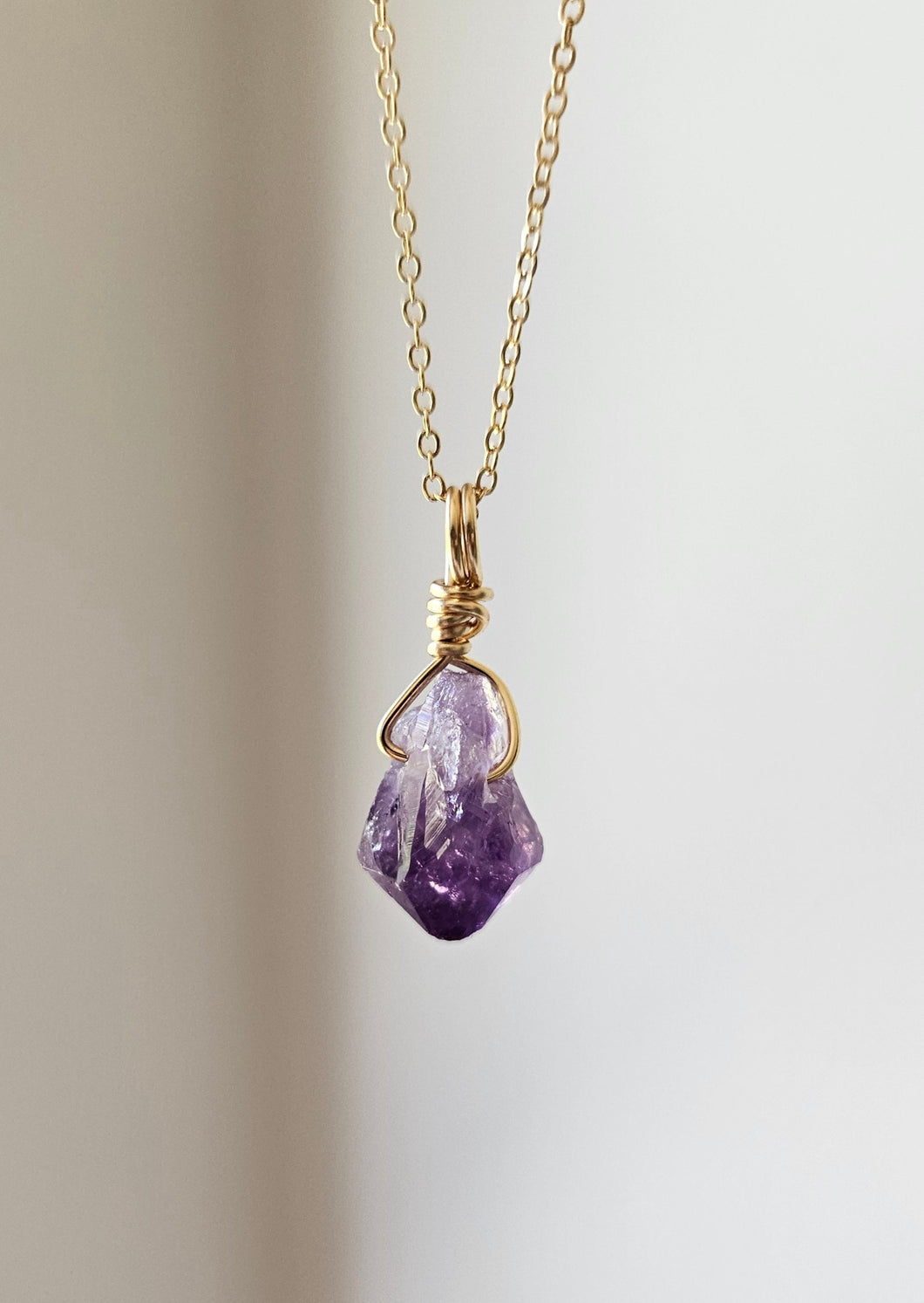 Amethyst Wrapped Necklace - Gold 18