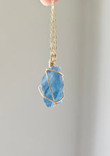 Load image into Gallery viewer, Blue Fluorite Wrapped Necklace - Gold 20&quot;

