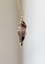 Load image into Gallery viewer, Brandberg Amethyst Wrapped Necklace - Gold 20&quot;
