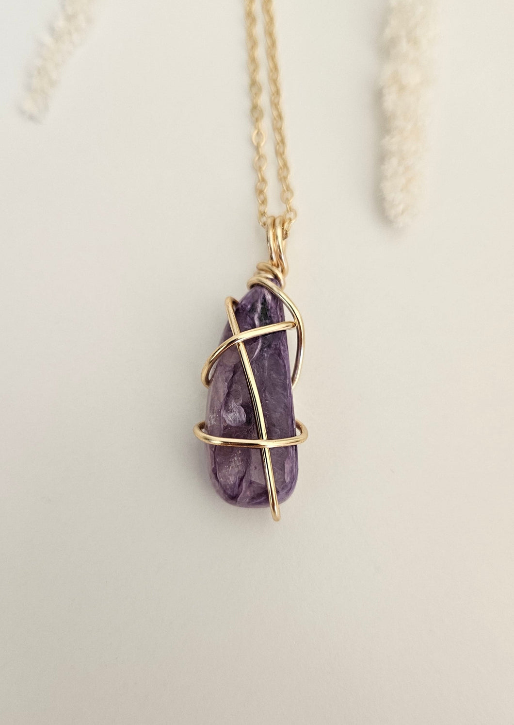 Charoite Wrapped Necklace - Gold 20