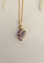 Load image into Gallery viewer, Chevron Amethyst Wrapped Necklace - Silver 18-20&quot;
