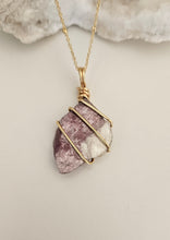 Load image into Gallery viewer, Lepidolite Wrapped Necklace - Gold 18&quot;
