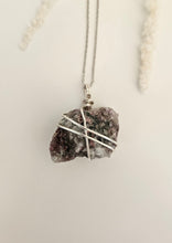 Load image into Gallery viewer, Watermelon Tourmaline Wrapped Necklace - Silver 18&quot;

