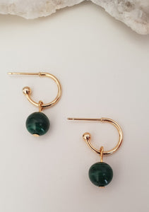 Malachite Drop Huggie Earrings