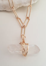 Load image into Gallery viewer, Clear Quartz Wrapped Paperclip Necklace
