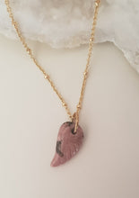 Load image into Gallery viewer, Rhodonite Carved Feather Necklace
