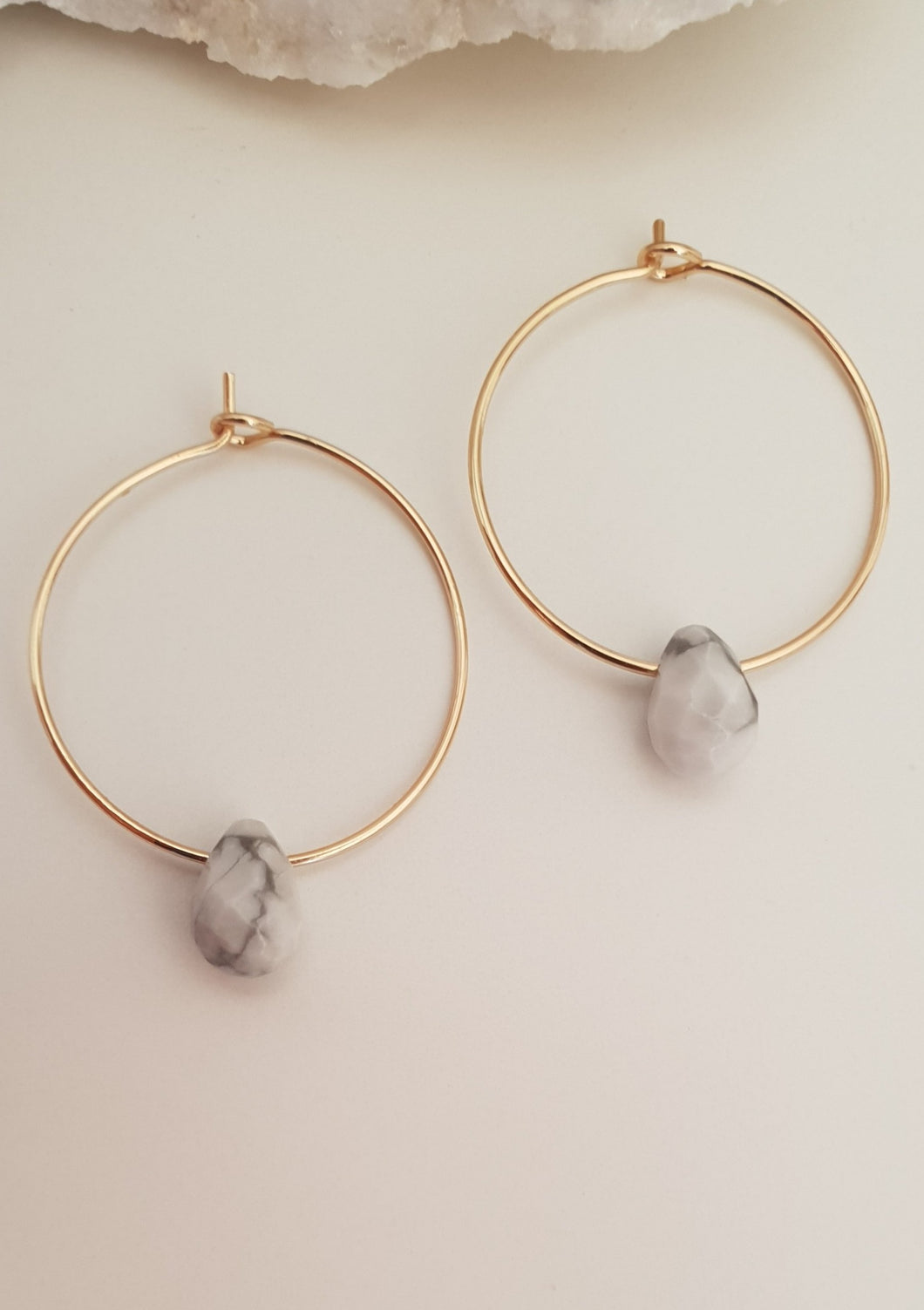 Howlite Hoop Earrings