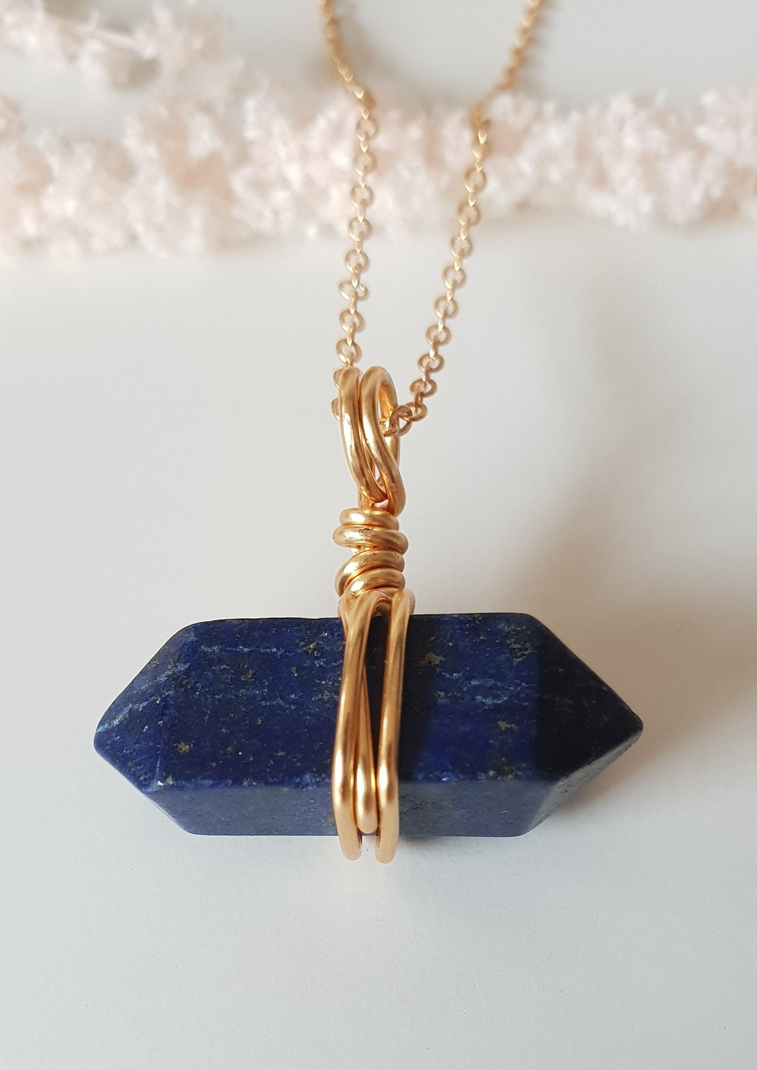 Lapis Lazuli Wrapped Necklace - Gold 20