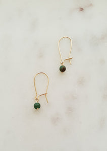 Gold Filled Heart Chakra Earrings - African Jade