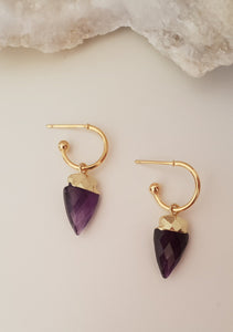 Amethyst Point Huggie Earrings