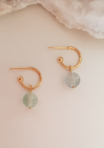 Green Fluorite Drop Huggie earrings