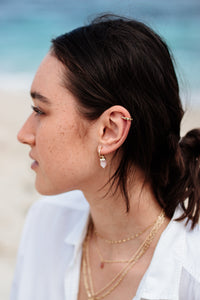 Rose Quartz Point Huggie Earrings