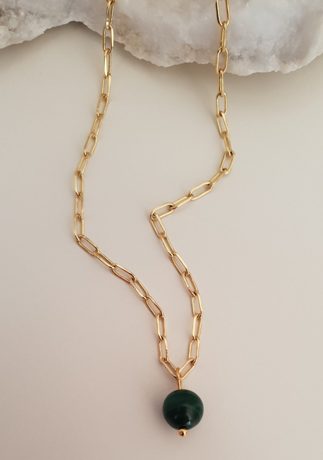 Malachite Petite Paperclip Necklace