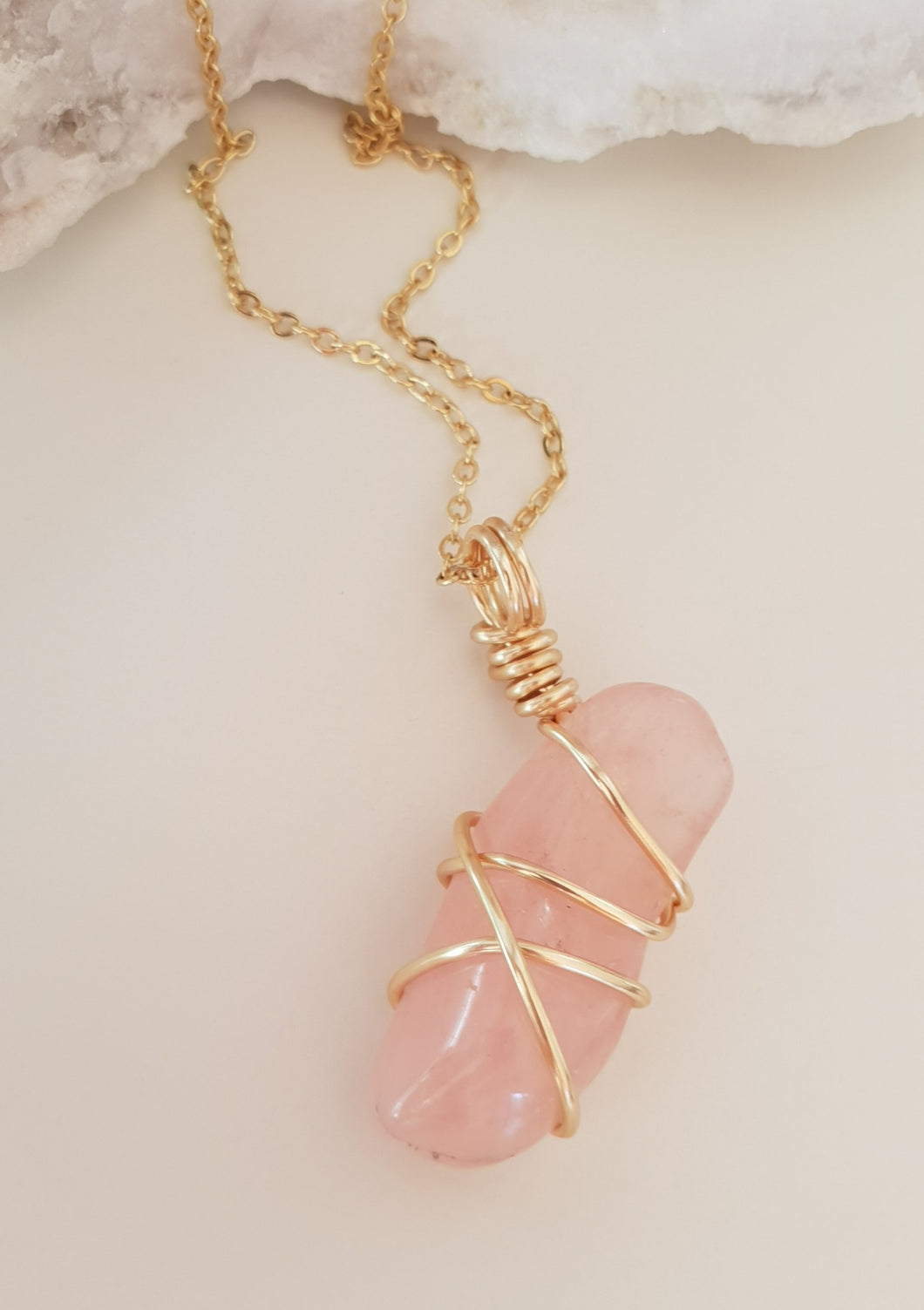 Morganite Wrapped Necklace 22