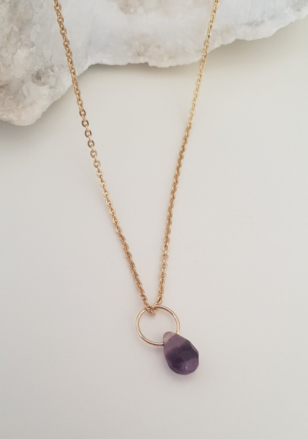 Purple Fluorite Teardrop Necklace