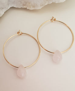 Rose Quartz Hoop Earrings