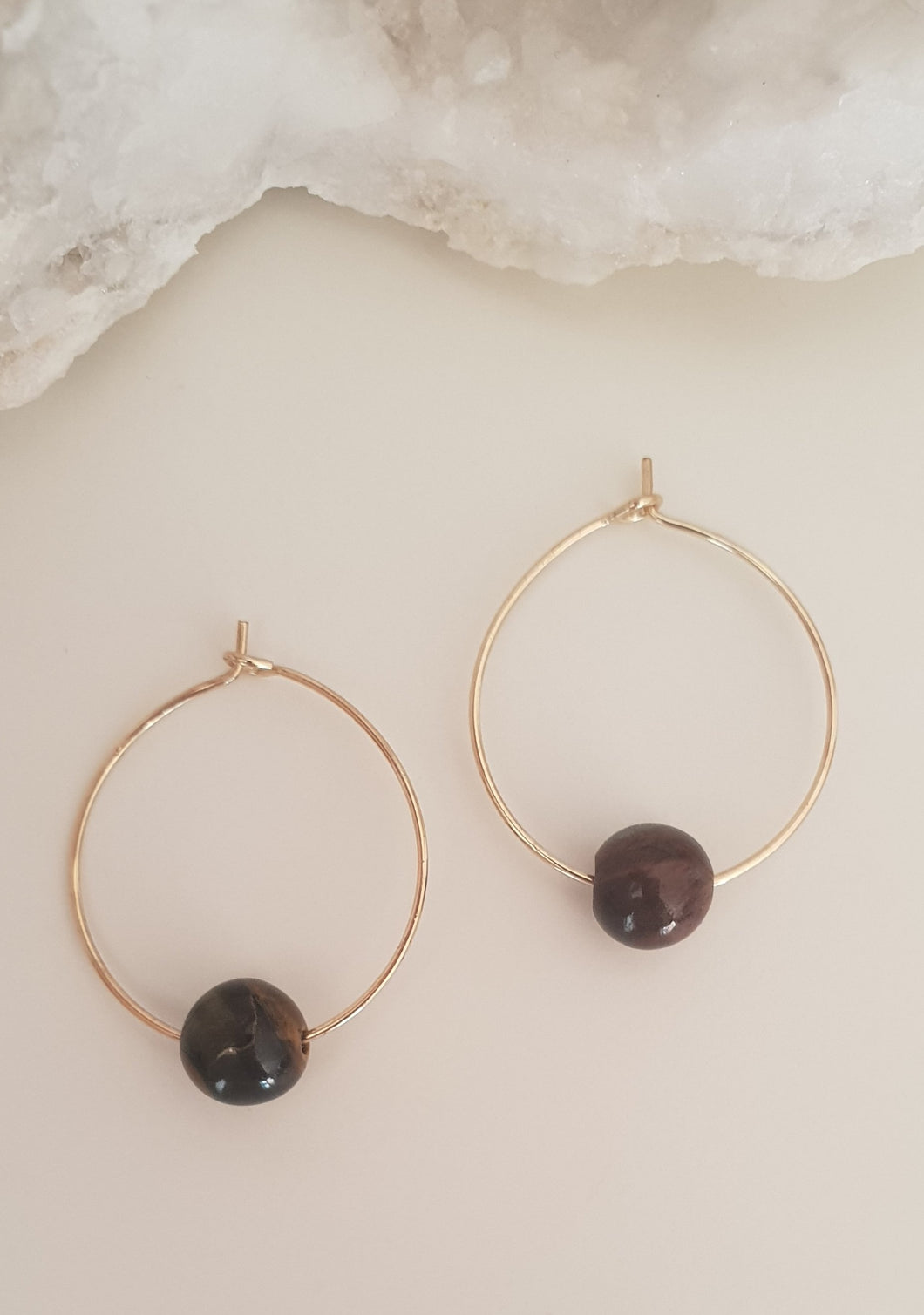 Solo Tigers Eye Hoop Earrings