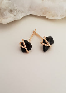 Black Obsidian Wrapped Earrings