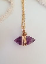 Load image into Gallery viewer, Double Terminated Rainbow Fluorite Wrapped Necklace 18&quot;
