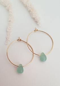 Green Aventurine Hoop Earrings