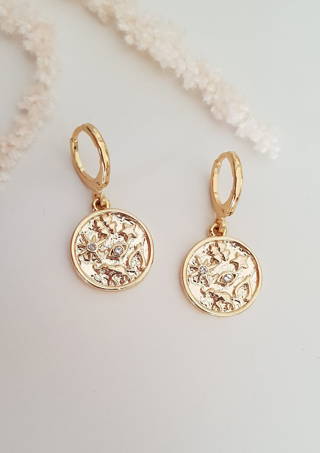 Rustic Lucky Charm Huggie Earrings